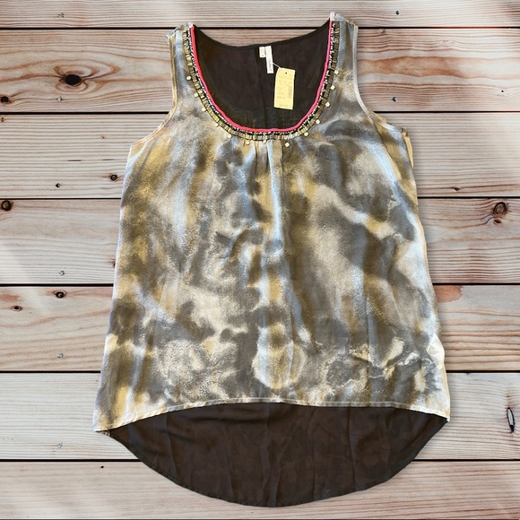 Studio Y Tops - Maurices Studio Y Sheer Tank Gray Black Pink Rhinestone Medium
